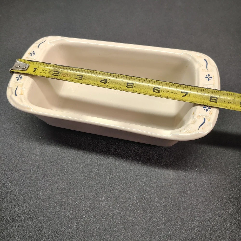 Longaberger Loaf Pan Kitchen Cream Blue Woven Traditions Pottery Bakeware